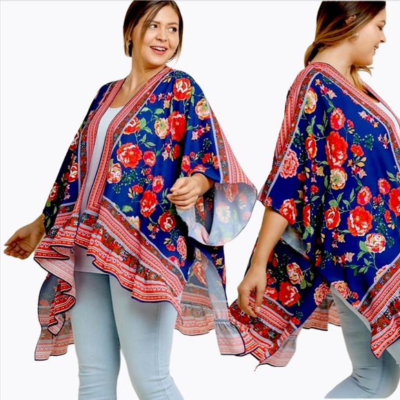 LAST 1 Umgee NWT BLUE Boutique Kimono Plus - Picture 3 of 8